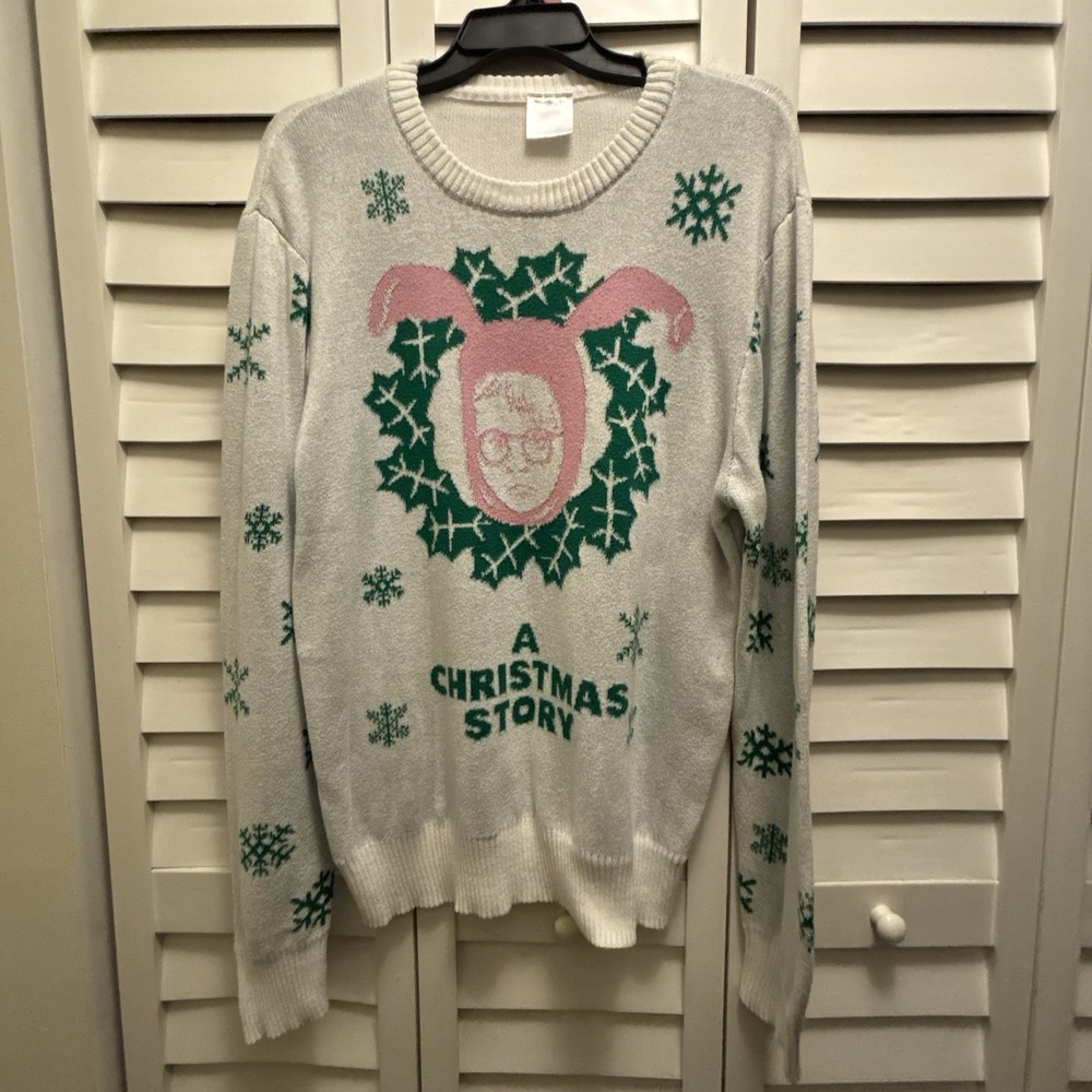 A Christmas Story Movie Ugly Christmas Sweater Unisex Adult Large Ralphie Wreath - Picture 3 of 7